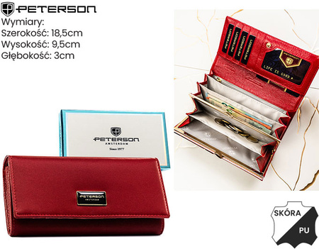 Portfel damski skóra naturalna+PU PTN PS401-HNL Red