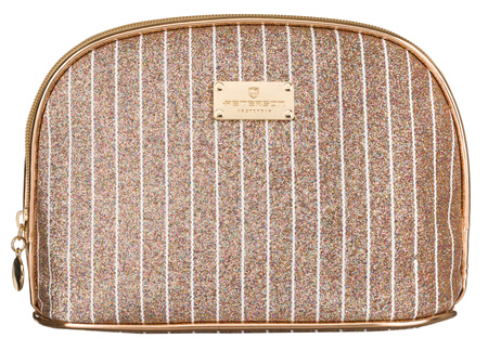 A glittering single-compartment travel cosmetic bag PTN KOS-L01-B Gold Rose Peterson