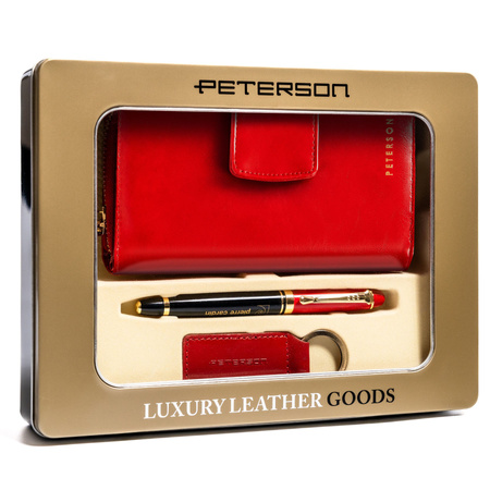 Damski zestaw prezentowy: portfel, długopis, brelok PTN ZDE-09 Red