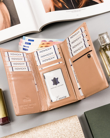 Women's leather wallet 55020-CIS-3542 BEIGE