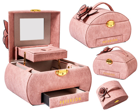 Pink Jewelry Box with Flower Decoration Peterson PTN SZK-01
